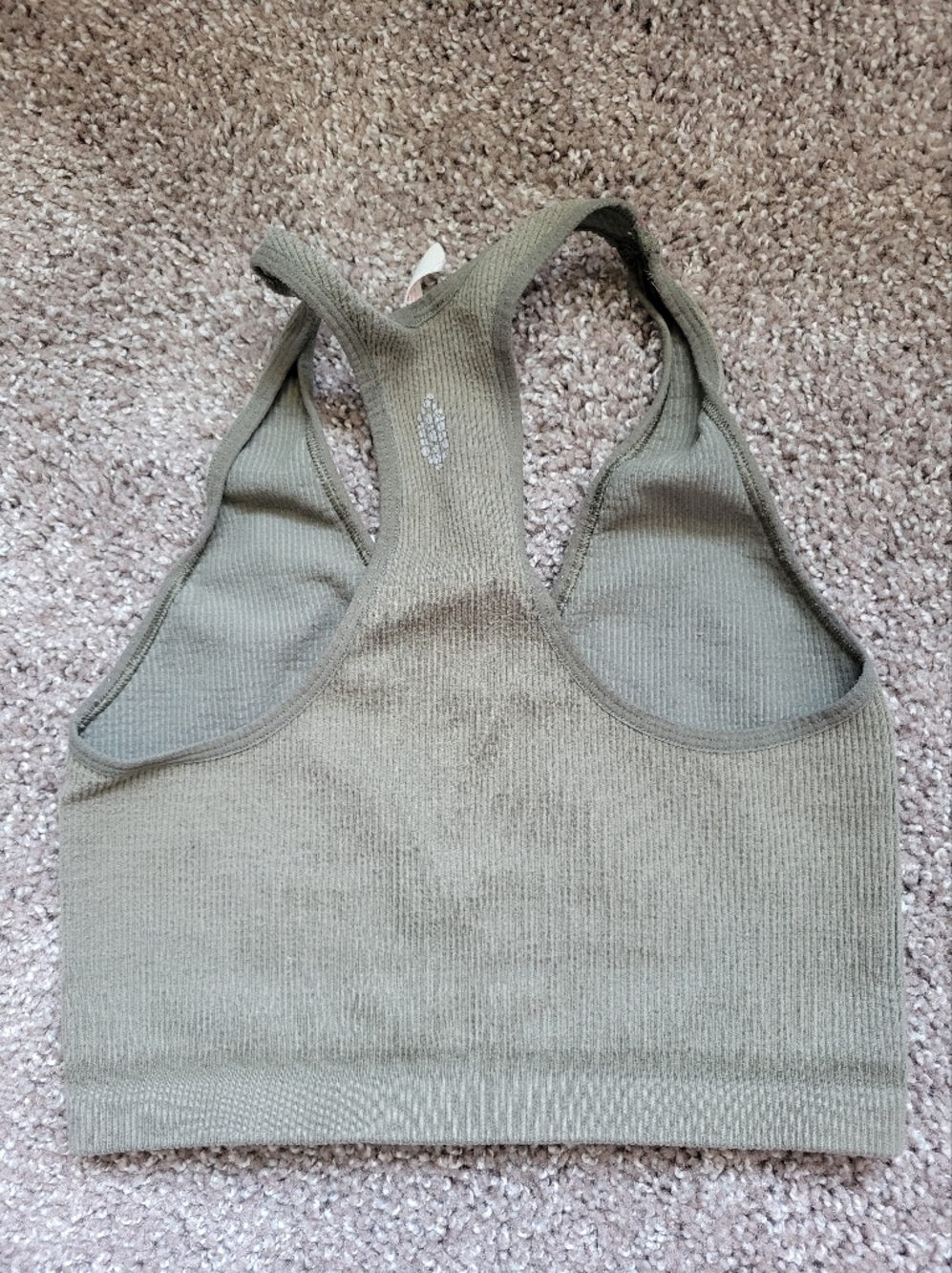 x2 Free People Movement Ribbed Racerback Bras Size M Green And Tan - Picture 8 of 8